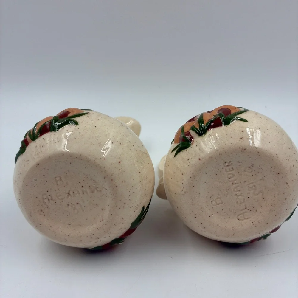 Vintage B Alexander 1981 Ceramic Mushroom Oil Vinegar Cruet Set with Tray 5pc